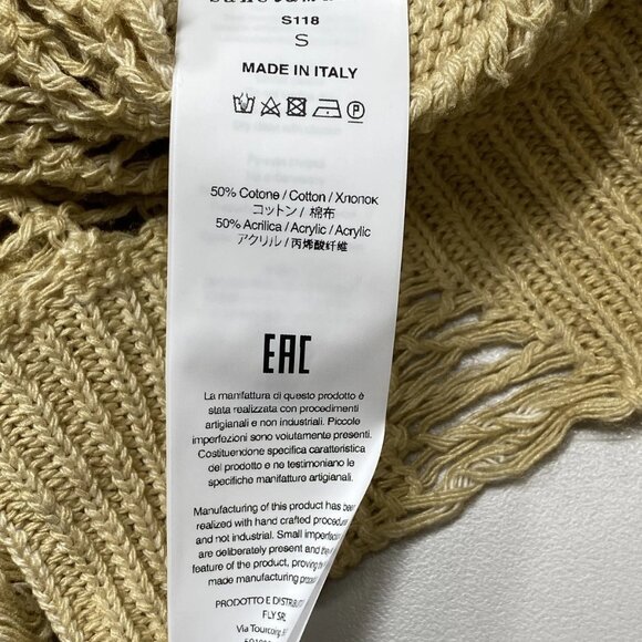 Sanctamuerte Women's Long Mesh Maxi Sweater Size S Sand Shell/Gold – V-Neck, - Picture 9 of 9